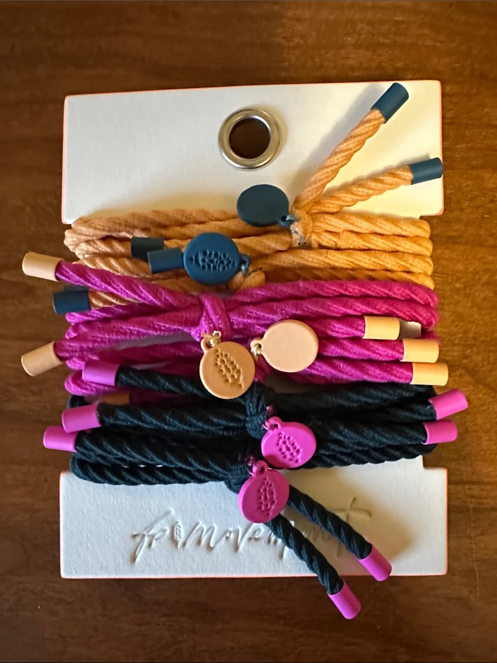 Free People Assorted 6 pack Color Hair Ties - Pink, Yellow & Navy NWT